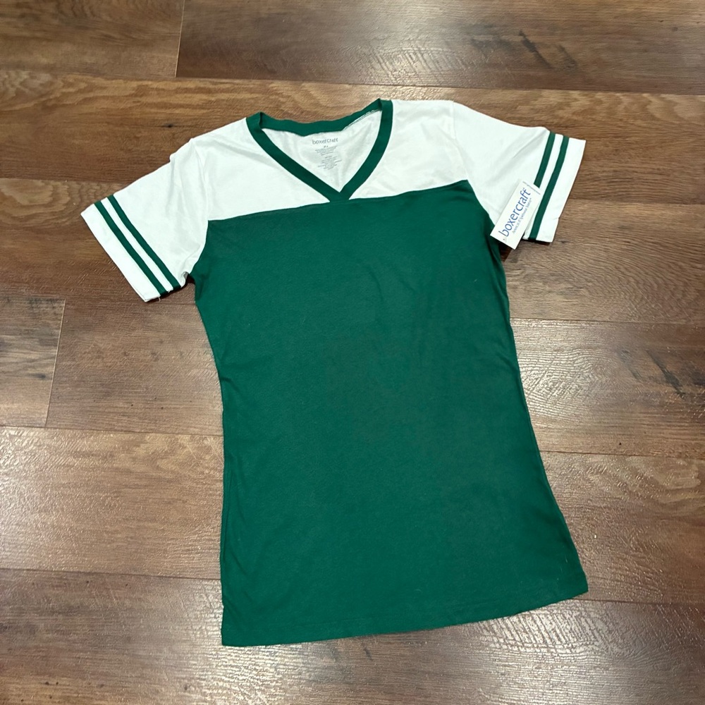 Boxercraft Green and White V-Neck Women’s Tee